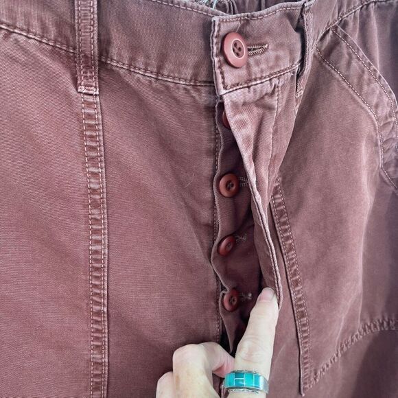 Amo Red Tobacco Cotton Wide Leg Cropped Ranger Ankle Pants Size 31 - Picture 8 of 8